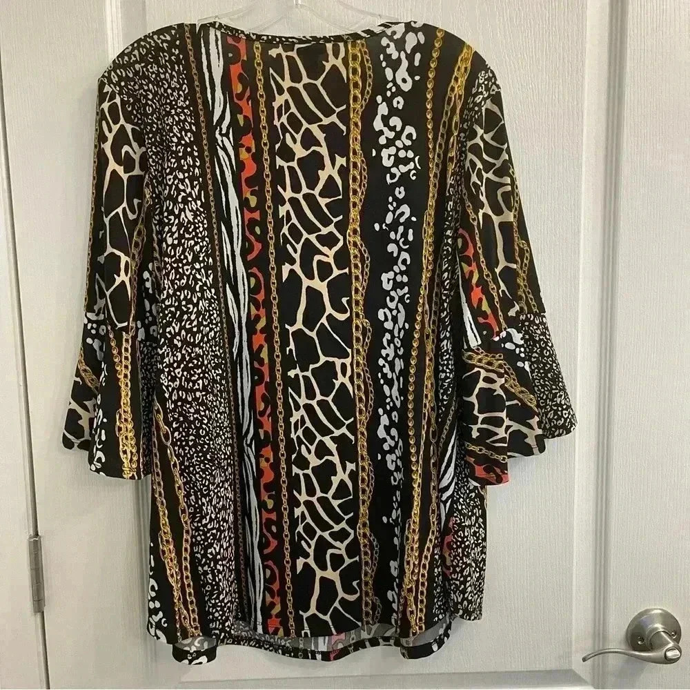 Animal Print with Gold Chains Blouse by Cato - Picture 8 of 8